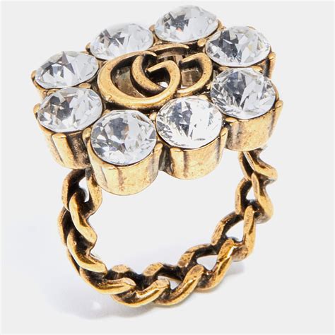 gucci crystal studded ring|gucci alphabet ring.